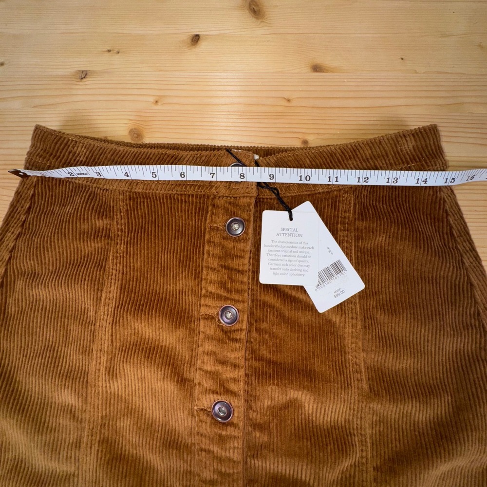 A Loves A Brown Corduroy Button Front Mini Skirt Size 4 High Waist Casual - Picture 5 of 7